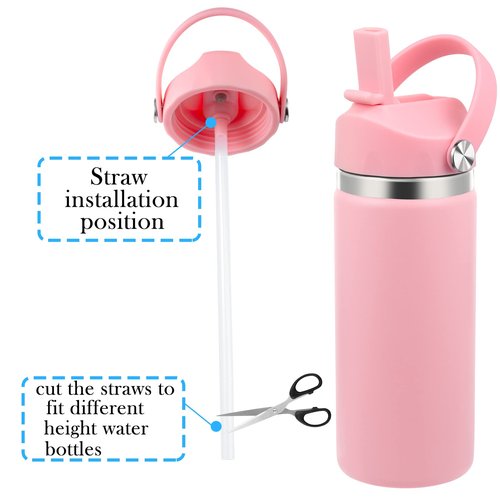 Straw Lid Compatible with 12 16 18 32 40 oz Wide Mouth Hydro Flask, Lids with Straw for Water Bottle Accessories, Replacement Straw Cap with Flex Handle for Hydroflask, Light Pink
