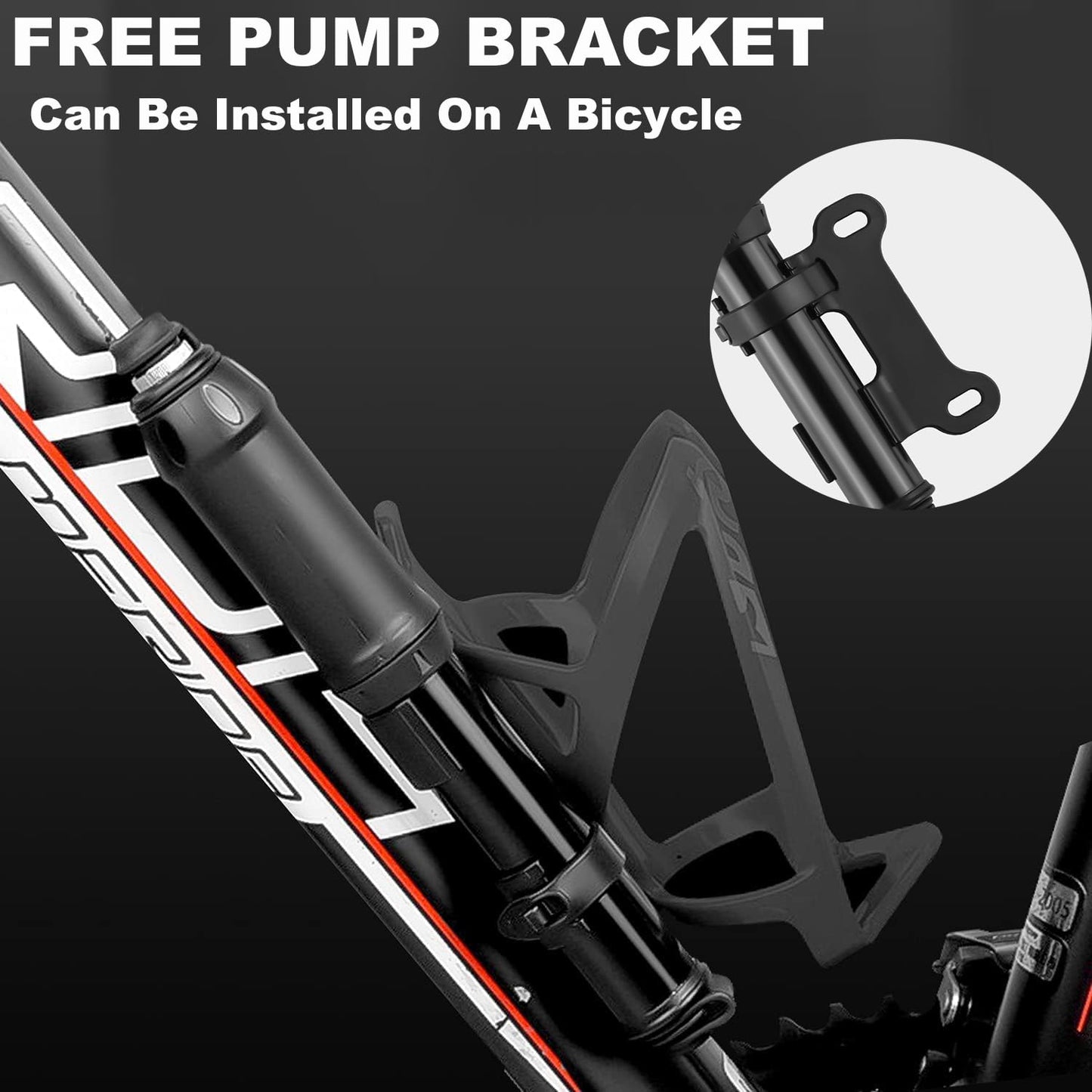 AaiLucky Mini Bike Pump Portable 100PSI High Pressure Bicycle Tire Pump, Bike Air Pump Fits Presta and Schrader Valve, Frame Mount for Road Mountain Bikes & Ball Pump with Needle