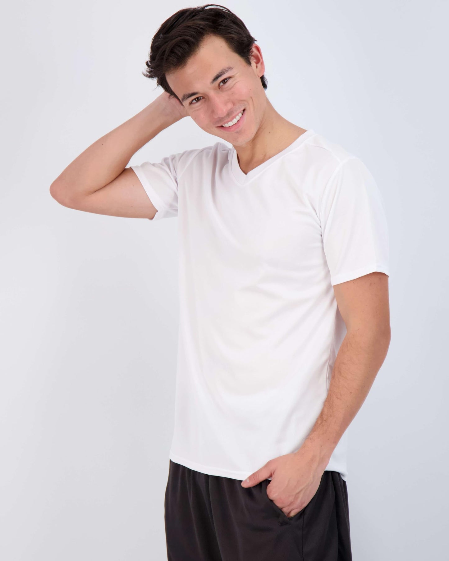 Real Essentials 5 Pack: Men's Mesh Short Sleeve V-Neck T-Shirt | Athletic Dry Fit V Neck Workout Shirt,Set XL