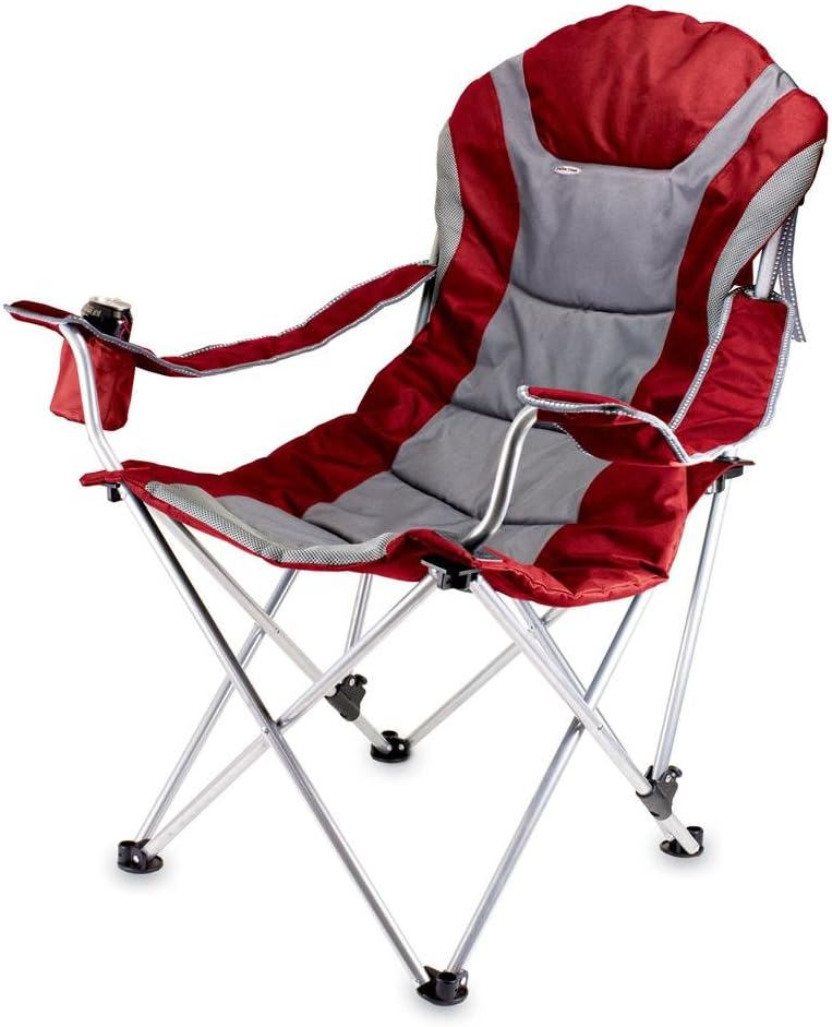PICNIC TIME NCAA Arkansas Razorbacks Reclining Camp Chair - Beach Chair for Adults - Sports Chair with Carry Bag