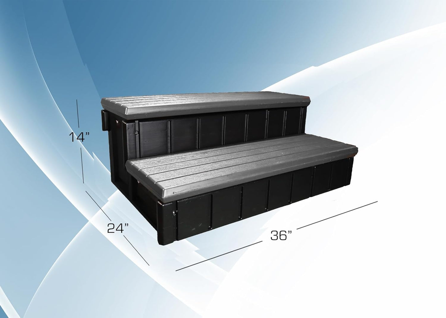 Confer Plastics Two Tier 36" Wide Deluxe Hot Tub Step. Non-Skid Spa Steps, Easy Installation, Sturdy, Long Lasting Upgrade to Your Space. Proudly Made in USA. - Espresso