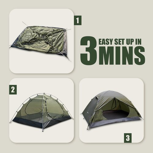 Backpacking Tent for Camping 2/3/4 Person Hiking Ultralight Tent for Waterproof Windproof Outdoor Two Doors Tents Easy Quick Setup Lightweight Tent Instant Tent (Green, 2 Person)