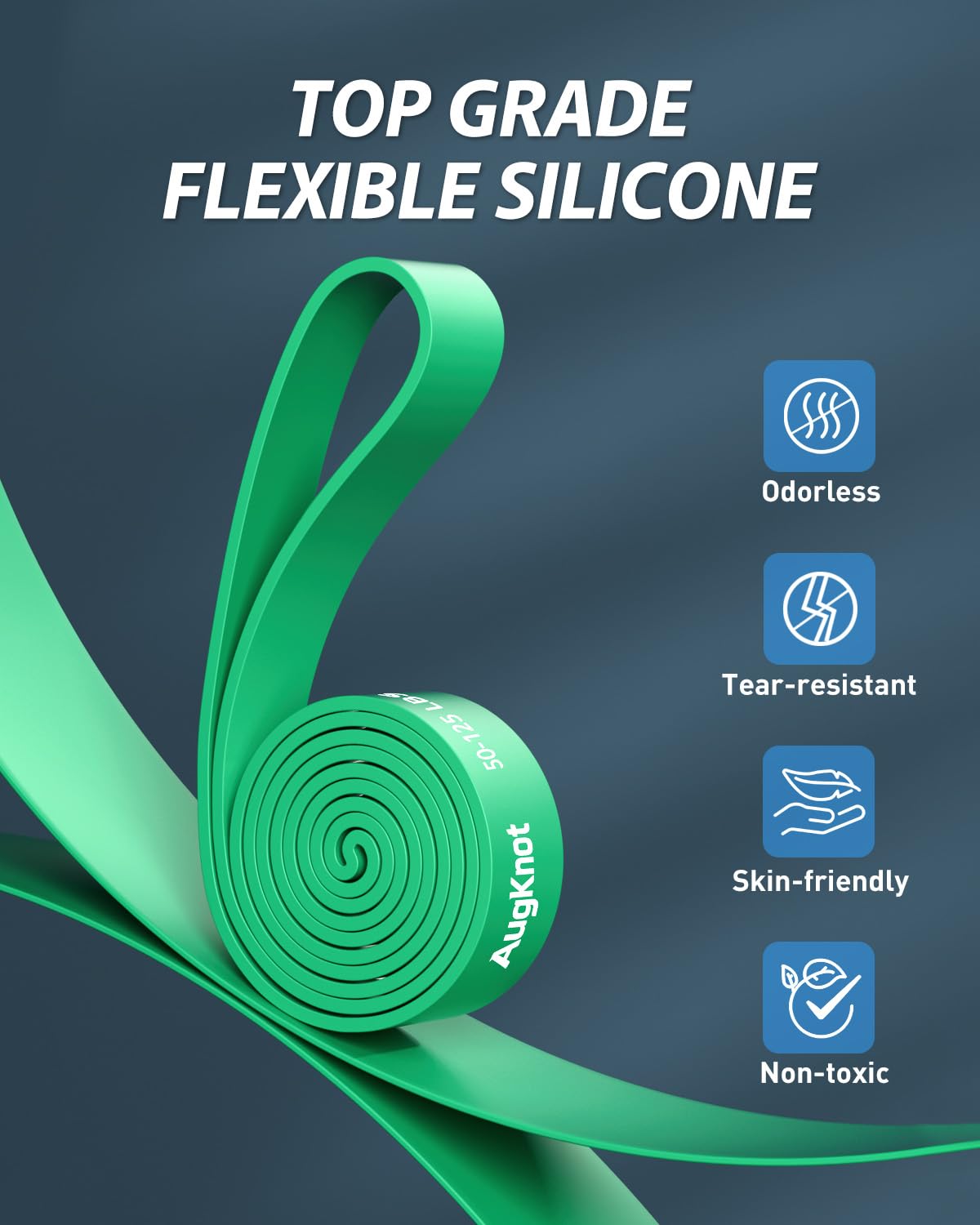 AugKnot Resistance Bands, Pull Up Assist Bands - Workout Bands, Long Resistance Bands Set for Working Out, Fitness, Training, Physical Therapy for Men Women, 5 Resistance Levels