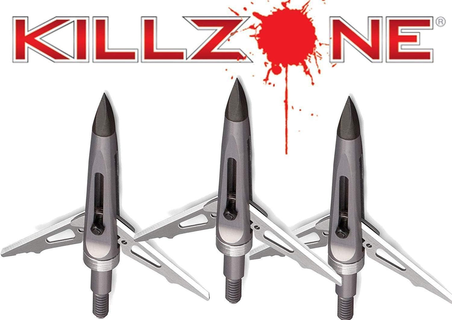 New Archery Products Killzone 2 Blade Rear-Deploying Bow Hunting Mechanical Broadheads with 2" Cutting Diameter & Spring-Clip Design - 3 Pack