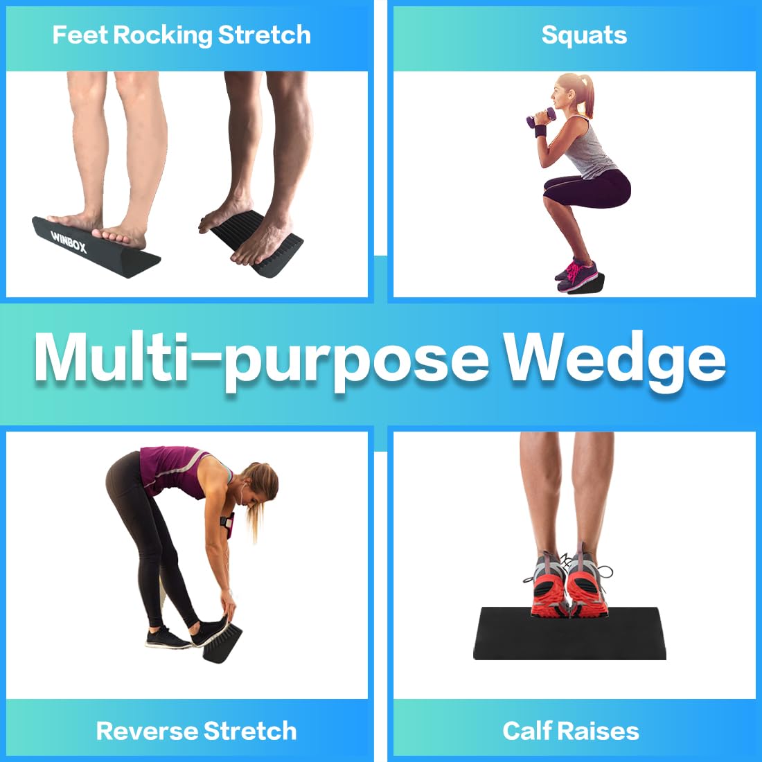 WINBOX Squat Wedge and Slant Board for Calf Stretching, Foot Stretcher for Physical Therapy, Calf Stretcher for Improving Mobility Balance and Strength Performance