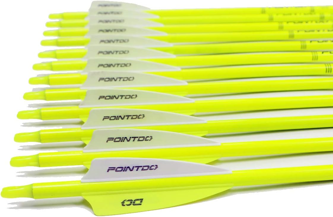 30inch Carbon Arrow Fluorescence Color Targeting and Practice and Hunting Arrows for Compound Bow and Recurve Bow with Removable Tips(Pack of 12)