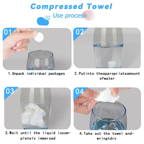 Mini Compressed Towel Portable Disposable Compressed Cotton Coin Standalone Paper Towels for Travel, Camping, Hiking, Sports, Beauty Salon, Household Towels 100 Pieces (8.5in×9in)