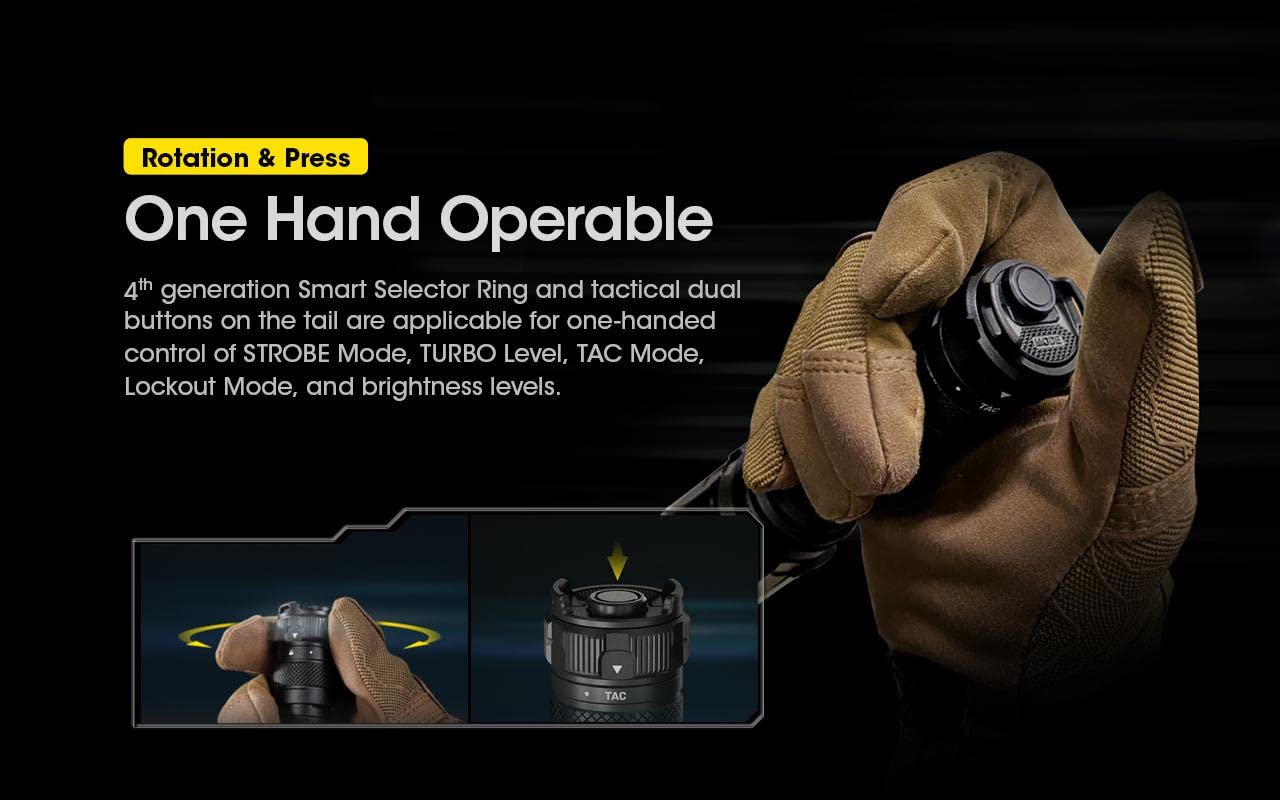NITECORE SRT7i Superior Performance SmartRing Flashlight- 3,000 lumens w/Battery and Eco-Sensa USB-C Charging cable Included