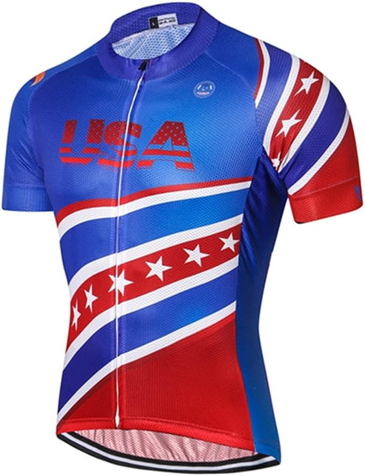 Weimostar Men's USA Cycling Jersey Short Sleeve Biking Shirts Breathable with Pockets