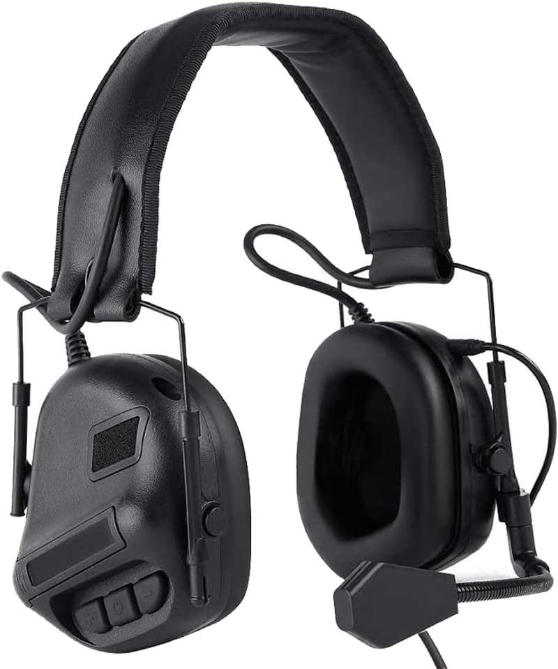 ATAIRSOFT Tactical Headset Wargame Hunting Headphone Without Noise Cancellation Function (Black)