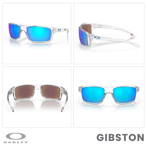 OAKLEY Gibston OO9449 944904 60MM Polished Clear/Prizm Sapphire Rectangular Sunglasses for Men+ Bundle Accessory Leash Kit, Microfiber Pouch