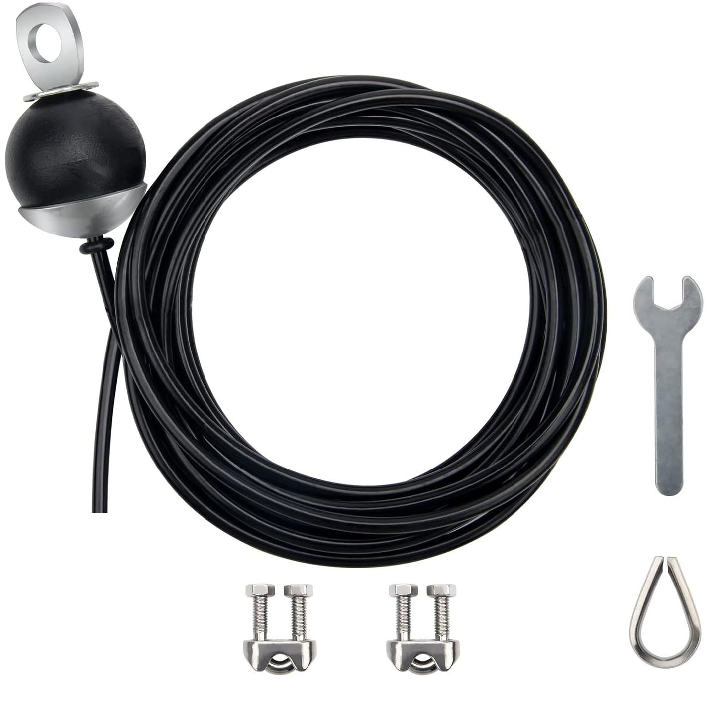 AIKESIWAY Adjustable Fitness Pulley Cable,Replacement Cable Machine Accessories,Cable Pulley Attachments for Gym -Thick 5mm(0.2inch) Heavy Duty Steel Wire Rope for Home Gym Cable (138 inches)