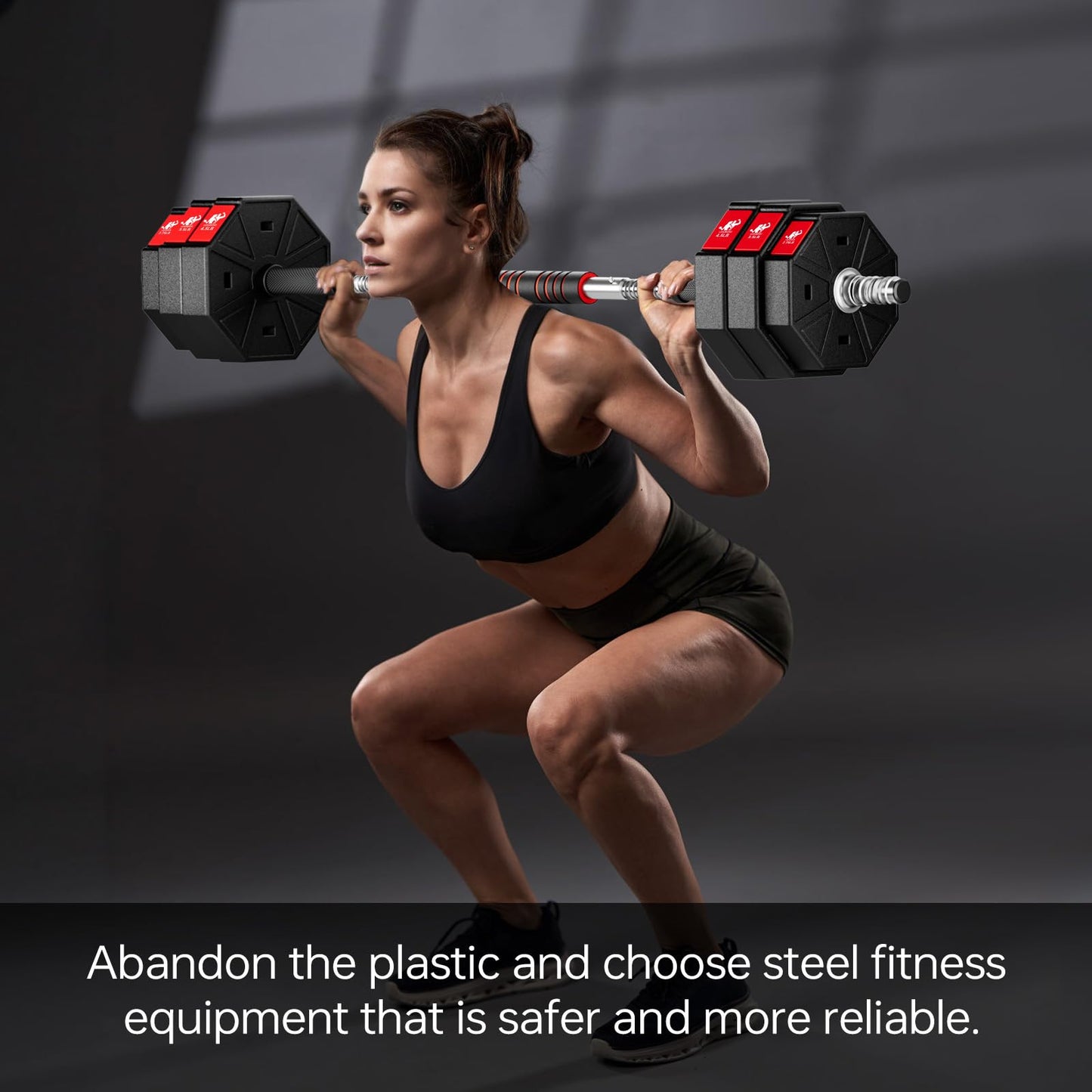 Adjustable Dumbbell Handle/Straight Barbell/Arm Blaster for 1" Cast Iron Weight Plates with Collars Loadable Dumbbells (Barbell Connector)