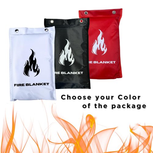 MotivPart 1X Fire Blanket for Home Safety Emergency Fire Blanket for Kitchen Fiberglass Fire Blankets Fireproof Blanket House Safety Flame Retardant Fabric Tarp Cover Black, Full