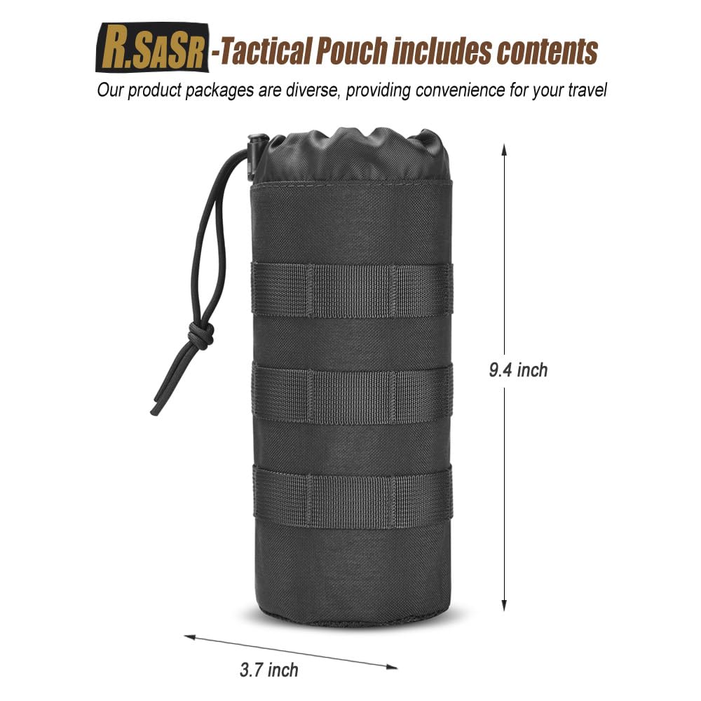 4 Pack Tactical Pouches, Molle Pouches for Backpacks, Molle Water Bottle Pouch, Backpack Attachments (Black)