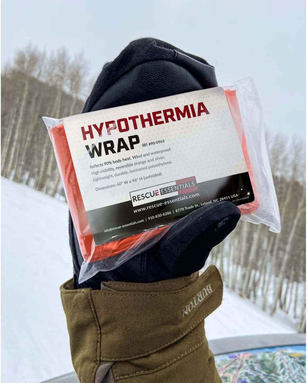 Rescue Essentials Hypothermia Wrap Blanket, Oversized 60" x 96", Mylar/Lightweight Polyethylene Fabric (Orange)