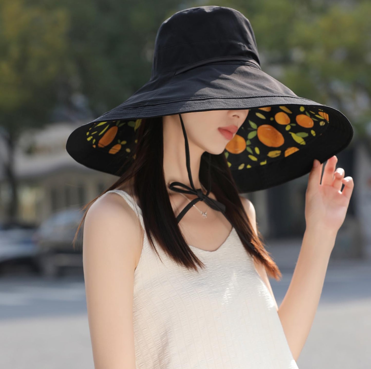 7 inch Wide Brim Women Summer Sun Floppy Hat Beach Bucket Hats Reversible Foldable Fishing Travel UV Protection Ladies Hat