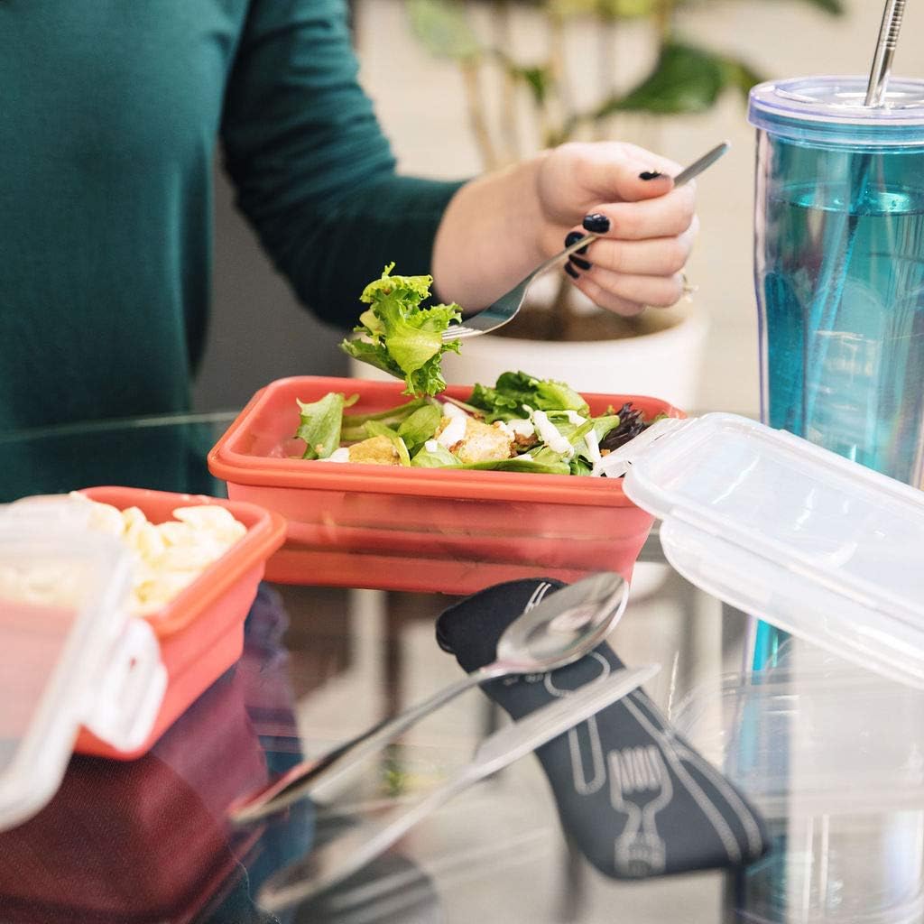 Reusable Travel Utensils with Case | Fork and Spoon Set with Knife and Optional Straws Great Office, Travel, or Camping Accessories | Lightweight, Sturdy Utensils