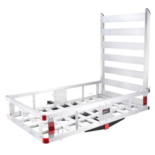 VEVOR Hitch Cargo Carrier, 50 x 29.5 x 8.7 inch, 500lbs Capacity, Aluminum Luggage Carrier Rack with Folding Ramp, Fits 2" Hitch Receiver for SUV Truck Pickup Camping