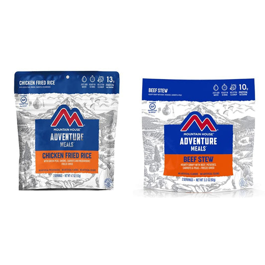 Mountain House Chicken Fried Rice (2 Servings) | Freeze Dried Backpacking & Camping Food | Gluten-Free and Mountain House Beef Stew (2 Servings) | Freeze Dried Backpacking & Camping Food | Gluten-Free