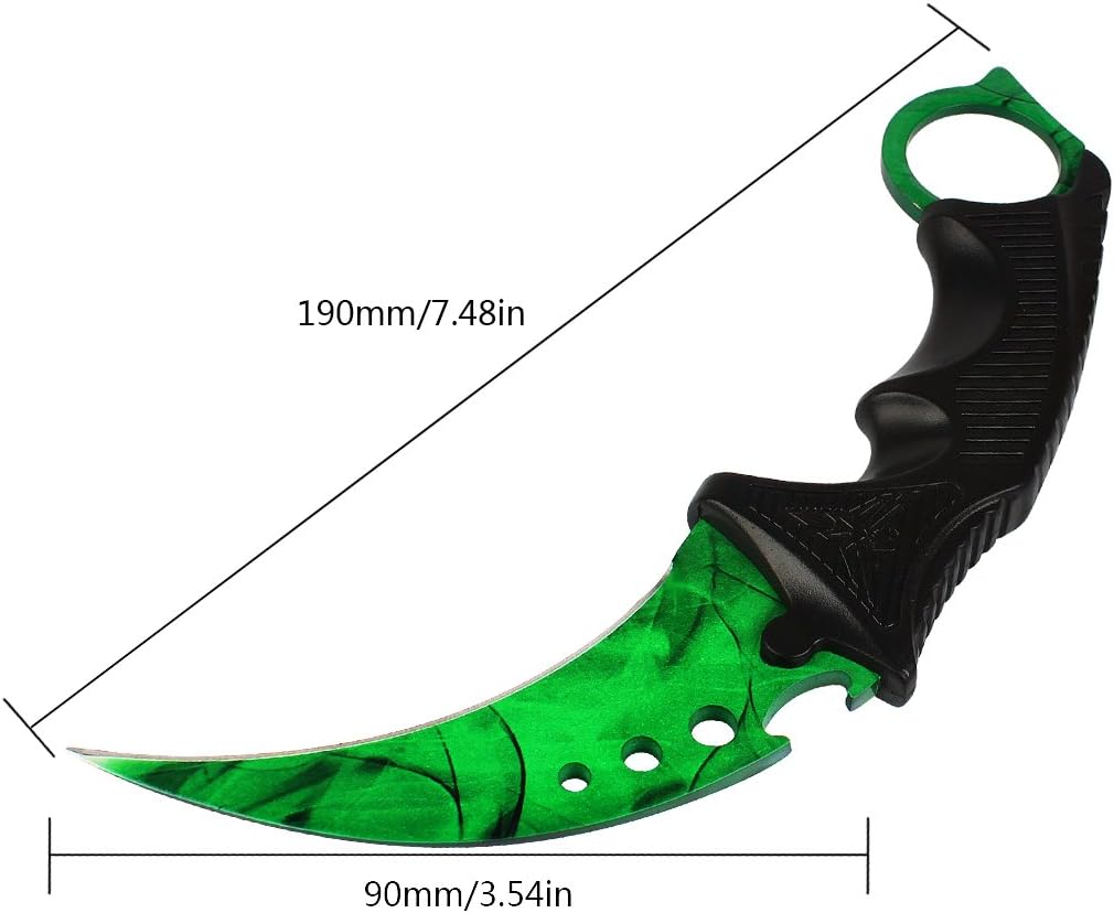Andux Karambit with Holes Camping Hunting Tool with Cord ZD-02 (Grass Green)