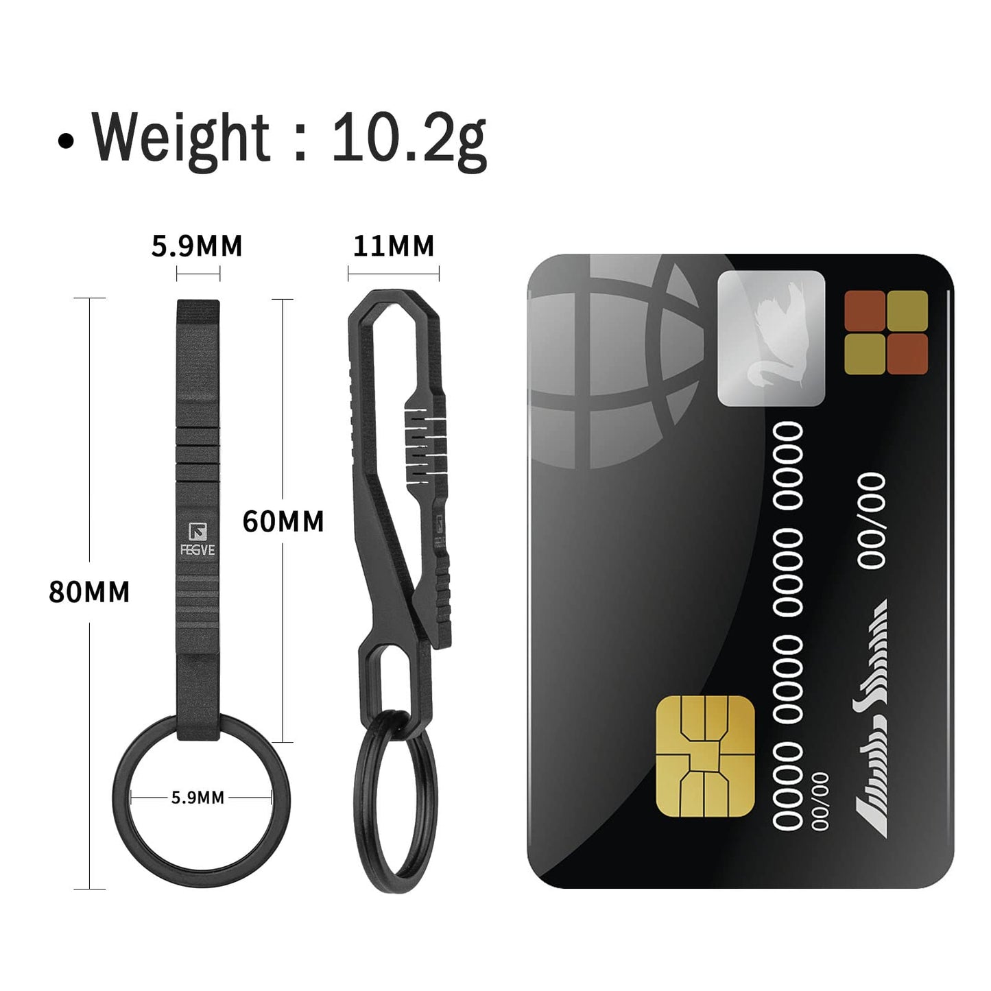 TISUR Keychain Pocket Clip Titanium Round Carabiner Clip