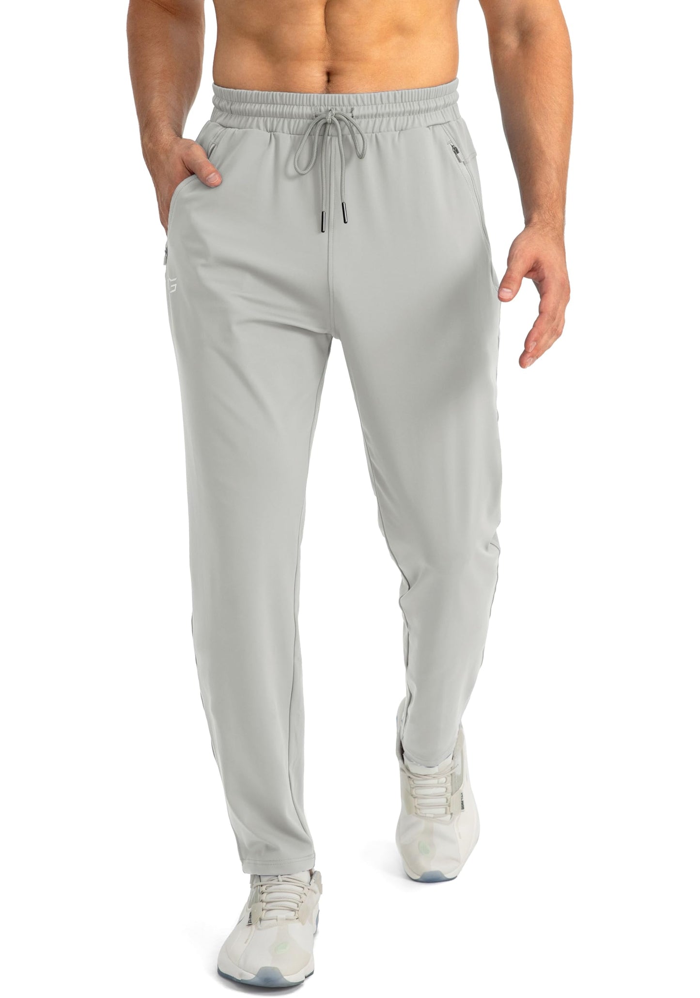 G Gradual Men's Sweatpants with Zipper Pockets Tapered Joggers for Men Athletic Pants for Workout, Jogging, Running (Bright Grey, 3X-Large)