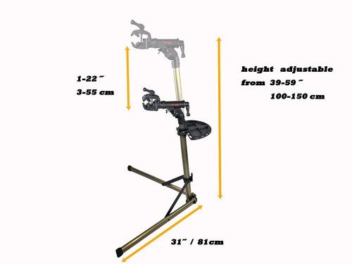 ROTATE TOOLS Bicycle Repair Stands - Adjustable Foldable Bike Workstand - 360° Clamp Rotation - For Mountain or Road Bike Maintenance, RT-100BH