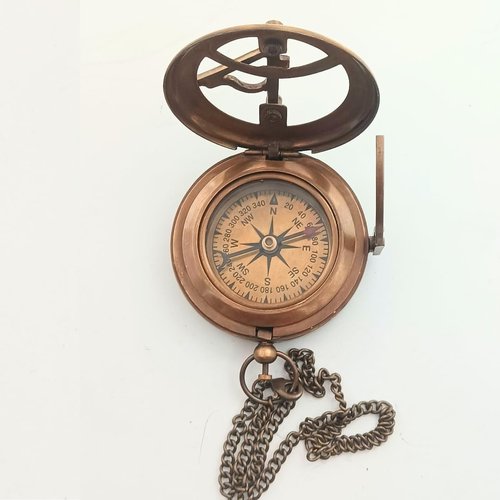 BEHINDE You Engraved Sundial Compass with Leather Case. Personalized Brass Pocket Compass Gifts for Men, Him, Son