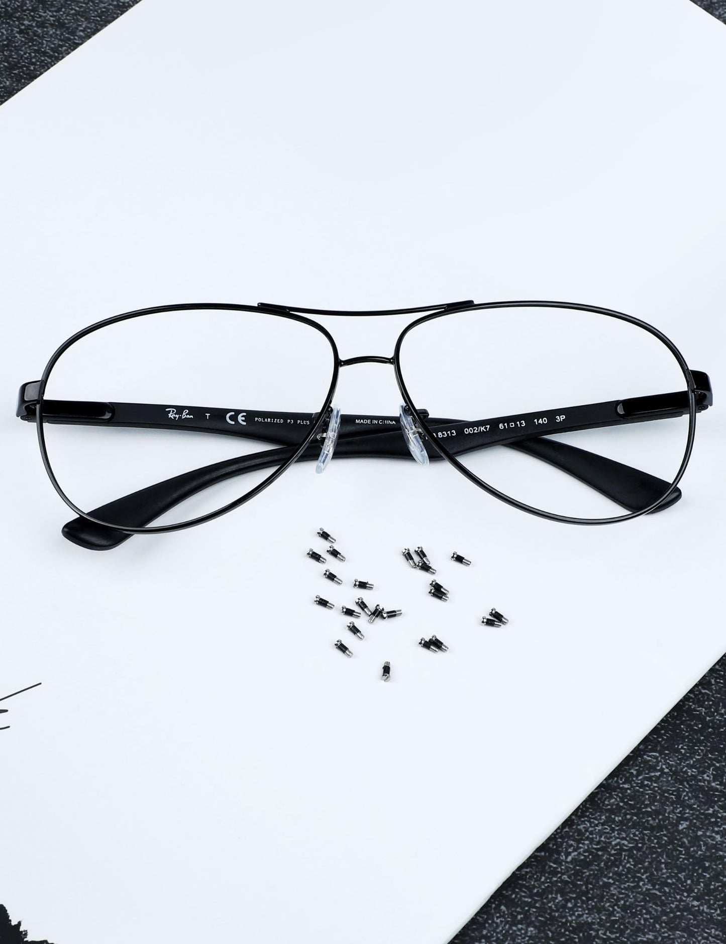 Glintbay 2 Pcs Flat Slotted Screws & 1 Pcs Multifunctional Screwdriver Set for RayBan RB8313/RB8313/RB3483/RB3364/RB3549/RB3569 Sunglasses