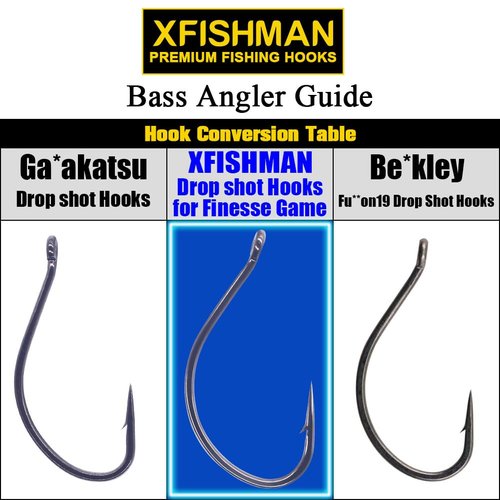 XFISHMAN Drop-Shot-Hooks-for-Bass-Fishing-Split-Shot-Dropshot-Hook-50 Pack (Black, #2)