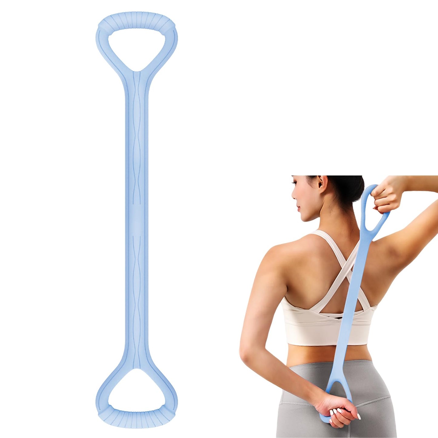 Adorila Figure 8 Resistance Band, for Men's and Women's Fitness, Portable Elastic Ropes for Yoga, Pilates（10LB Blue）