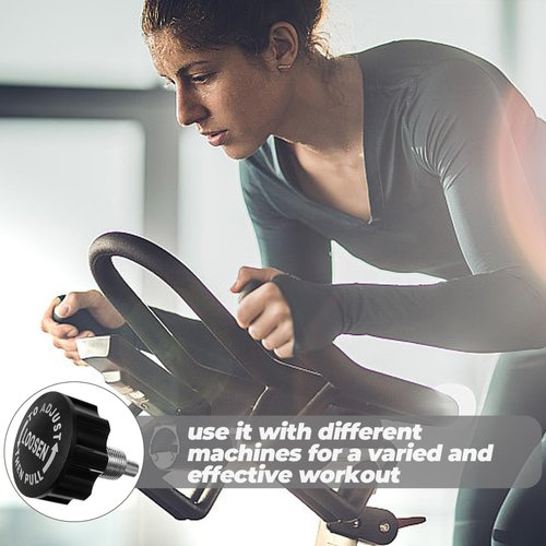 Happyyami Exercise Bike Replacement Knob - Black Abs Pull Pin Screw for Home & Commercial Fitness Equipment, Thread 10.0 Rod, Easy Adjustment & Secure Fit, 2.55x2.16 Inches