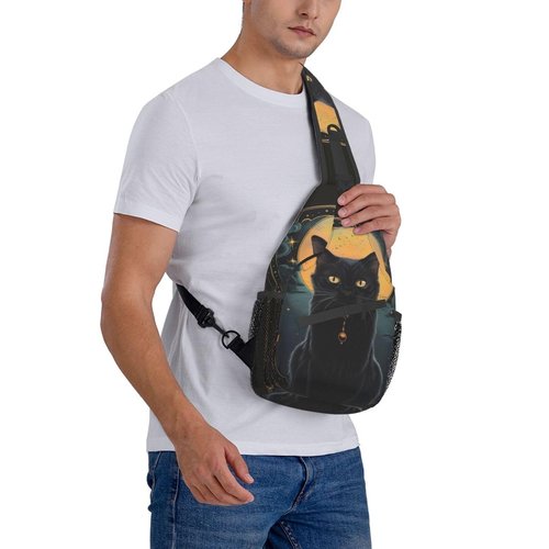 Cat Sling Bag Travel Crossbody Backpack Hiking chest Daypack Shoulder Pack for Women Adjustable Waterproof Lightweight Walking Outdoor