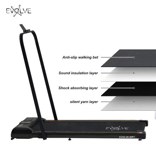 Walking Pad Treadmill with Foldable Handle Bar - Under Desk Treadmill for Home & Office | Remote Control, Bluetooth Speaker, LED Display | 265 lb Capacity