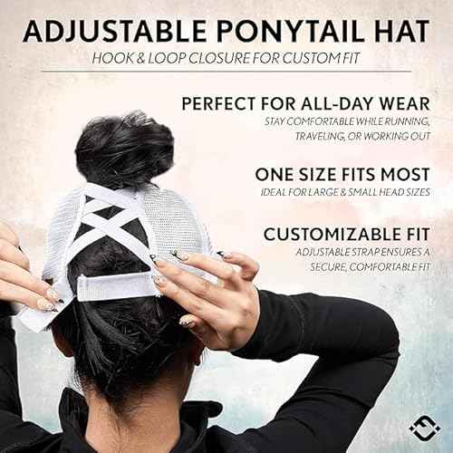 Funky Junque Ponytail Hat for Women - Baseball Cap with Adjustable Fit & High Pony Tail Criss Cross Back for Everyday Wear