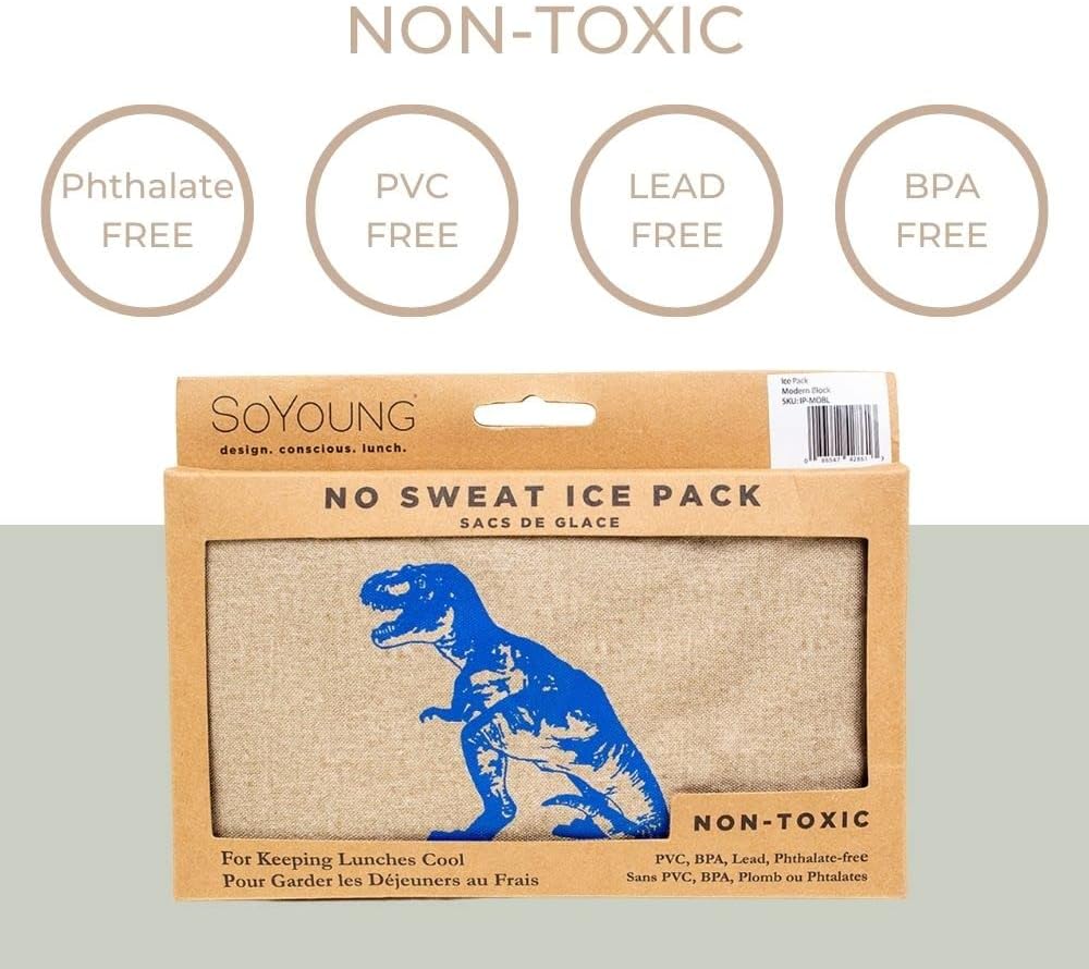 SoYoung Ice Pack - Adults - Kids - Lunch Boxes - Coolers - Backpacks - Eco-Friendly - Non-Toxic - Blue Dinosaur
