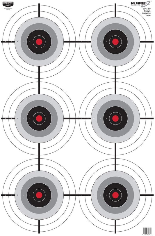 Birchwood Casey 23" x 35" Eze-Scorer Multiple Bull's-Eye Shoot-Up Brilliant White Paper Targets for Indoor and Outdoor Use