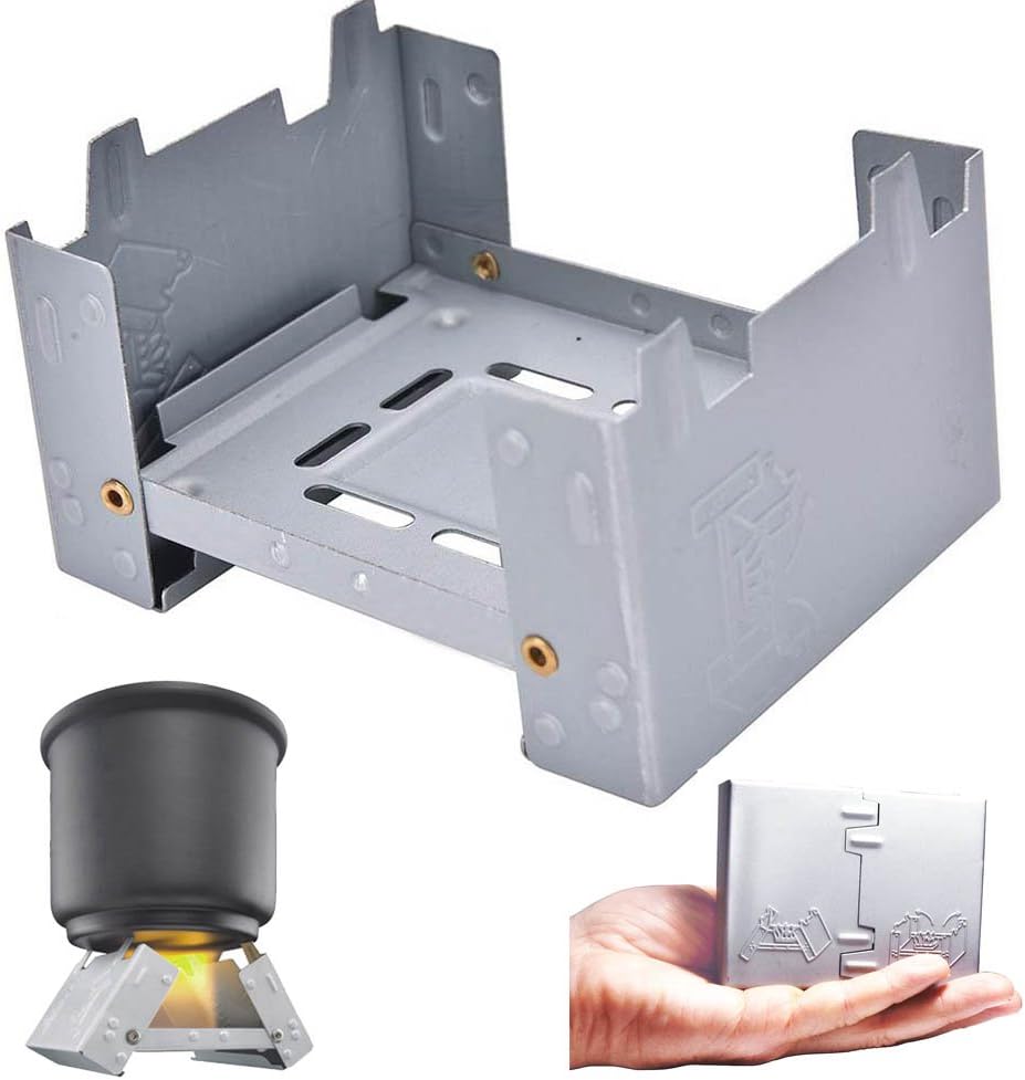 Folding Mini Pocket Stove & Emergency Portable Ultralight Camp Stoves for Backpacking, Camping, Emergency Prep Fit for Pans,Pots,Cups(not include Alcohol)