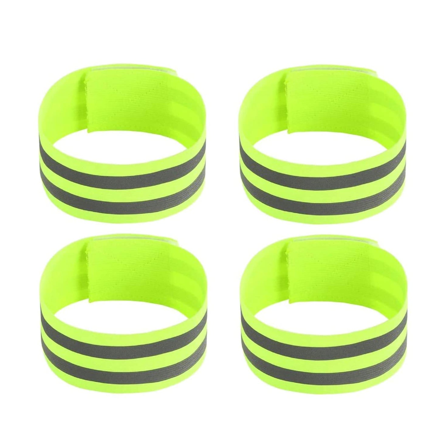 Wiosny 4 Pieces Bands High Visibility Reflector Bands Safety Reflector Tape Straps Running Gear for Cycling Walking Arm Wrist Ankle Leg (Green②)