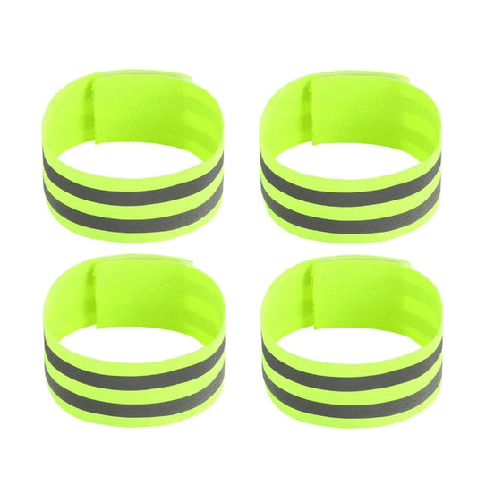 Wiosny 4 Pieces Bands High Visibility Reflector Bands Safety Reflector Tape Straps Running Gear for Cycling Walking Arm Wrist Ankle Leg (Green②)