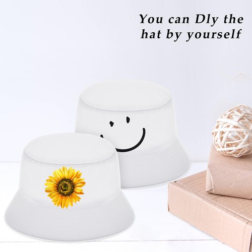 Toulite 10 Pcs Sublimation Blank Bucket Hat for Women Men Cotton Beach Fishing Cap Sublimation Hats Unisex Packable Hat for Travel Summer White