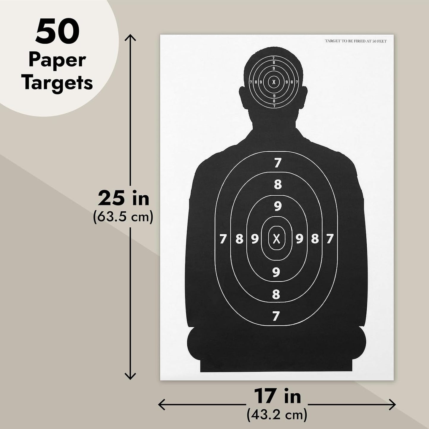 Juvale Shooting Targets Paper Silhouette Style - 17 x 25 in, Black & White, 50 Count - Paper Targets for Shooting Range & Airsoft, BB & Pellet Gun Practice