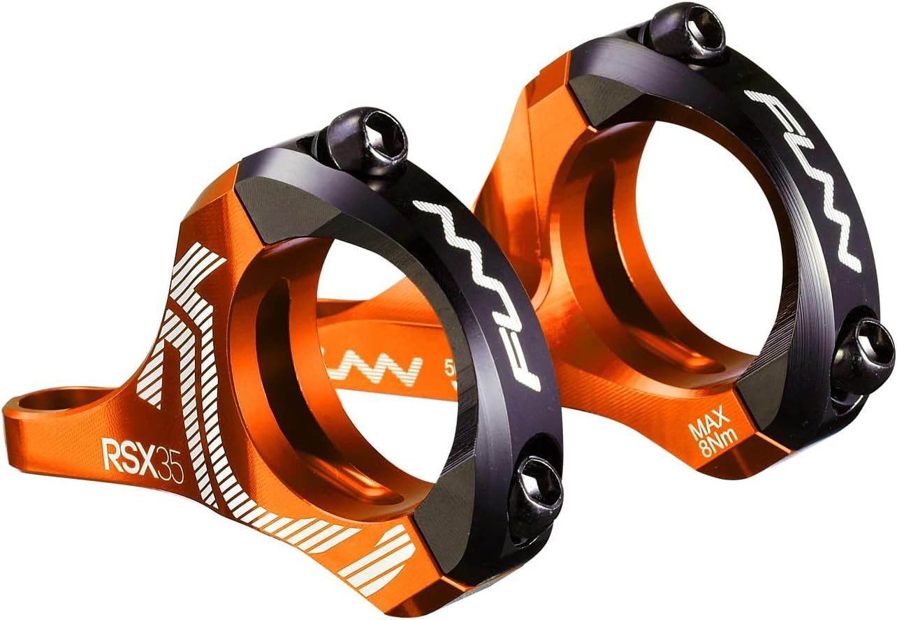 Funn RSX Mountain Bike Direct Mount Bike Stem with 35mm Bar Clamp, 2 Pieces Lightweight Split Design for Dual Crown Forks, Adjustable Extension 45-50mm