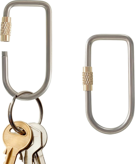 2 Pcs Titanium Locking Carabiner Titanium Alloy U-Shaped Key Chains Rings Buckles for Indoor Outdoor Use