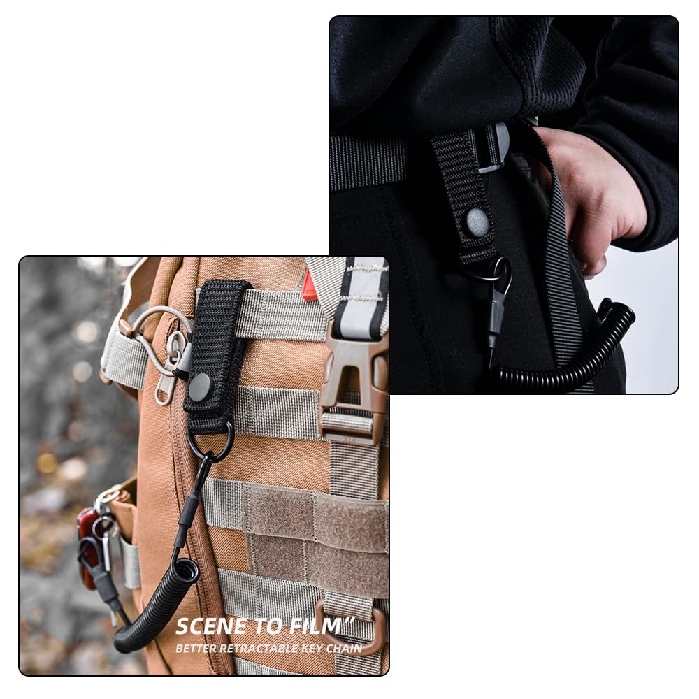 FAZee Tactical Anti-Lost Elastic Lanyard Military Spring Rope Safety Strap Gun Holders Rope for Key Ring Chain Flashlight Hunting Accessories (2PCS)