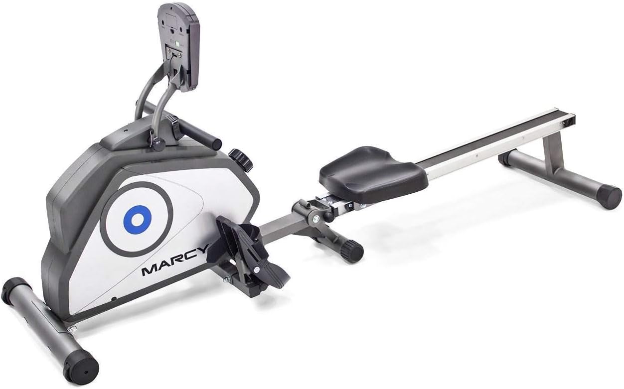 Marcy Compact 8-Level Adjustable Magnetic Resistance Rowing Machine with Transport Wheels