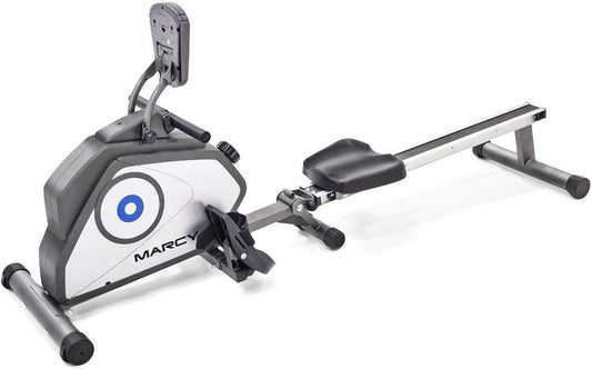 Marcy Compact 8-Level Adjustable Magnetic Resistance Rowing Machine with Transport Wheels