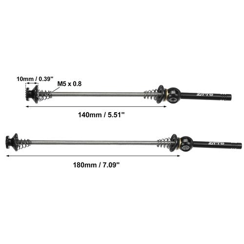 X AUTOHAUX 1 Pair Bicycle Quick Release Axles Skewers Lever Front Rear Bike Axle Wheel Block Hub 140mm 5.51" 180mm 7.09" Black for MTB Moutain Road Bike