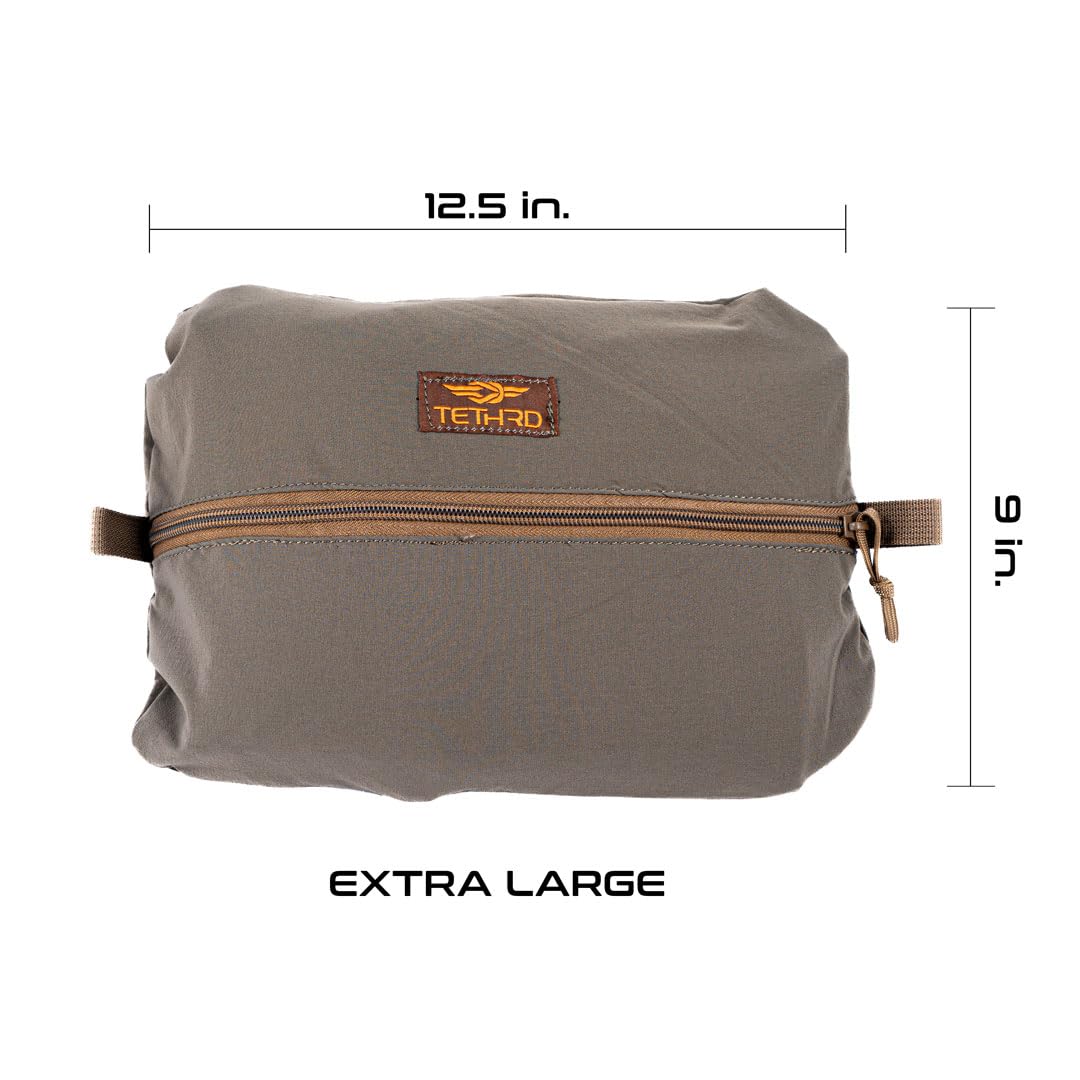 Tethrd Pulley Pouch - Durable Accessory Hunting Bag - Zippered Closure - Ripstop Nylon Construction - Use for Hunting, Hiking, Camping, or Tactical Gear, X-Large